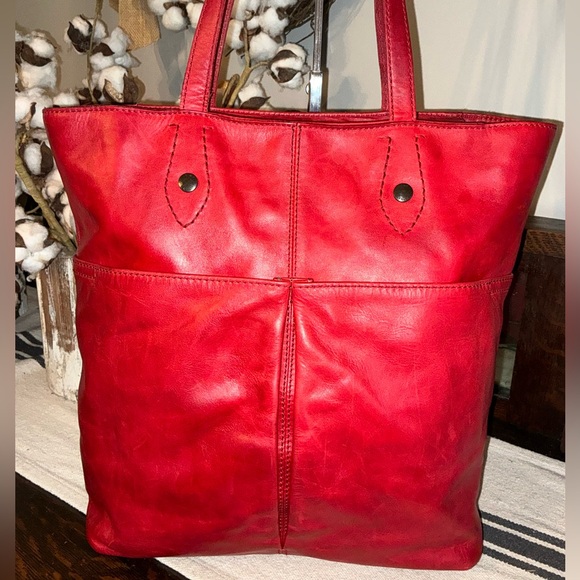 Frye Melissa Leather Simple Tote Shoulder Bag Red  MSRP $348 - Picture 4 of 14